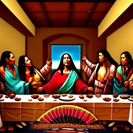 Native American Woman in Last Supper Composition