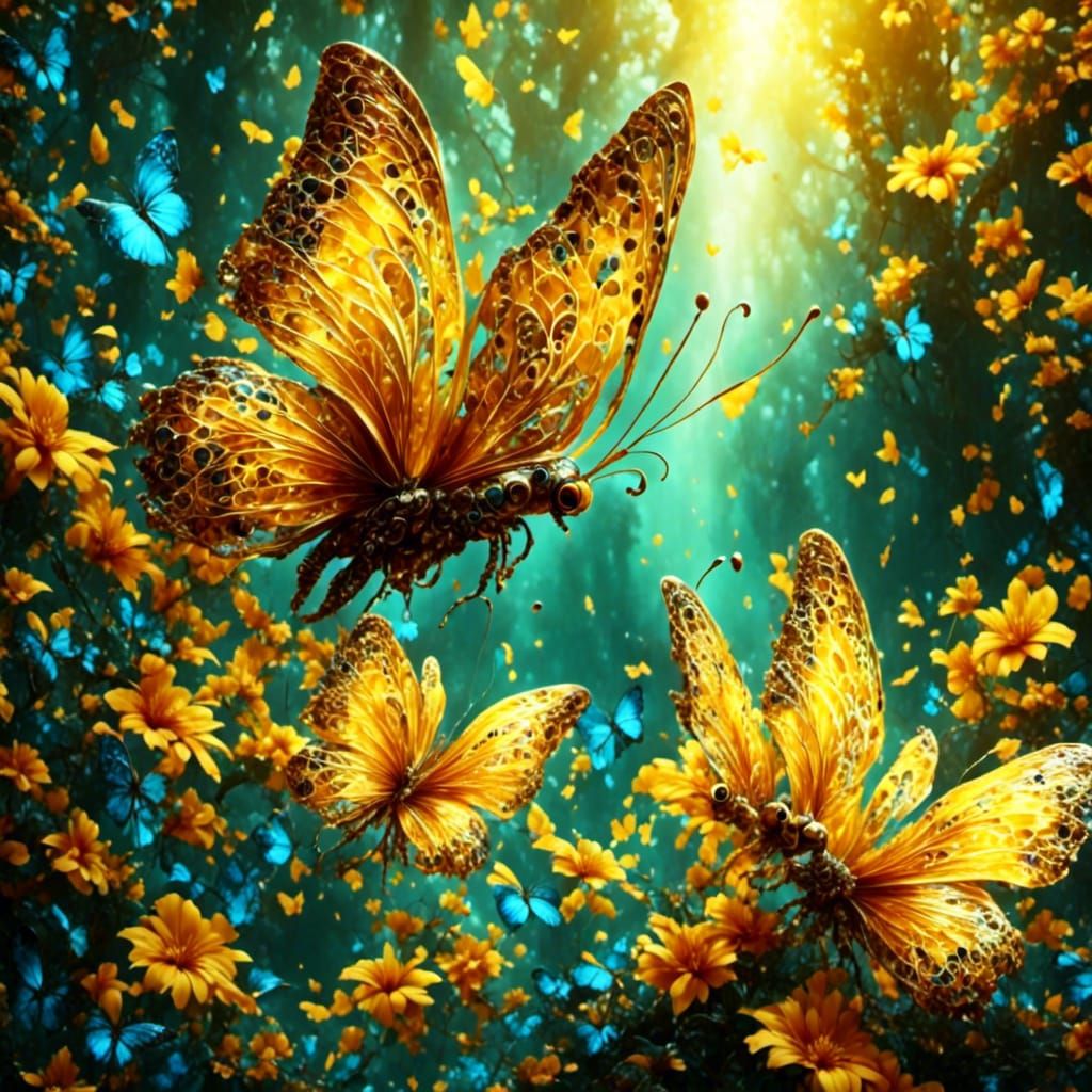 Butterflies in Mid-Air: A Hyper-Realistic Digital Artwork