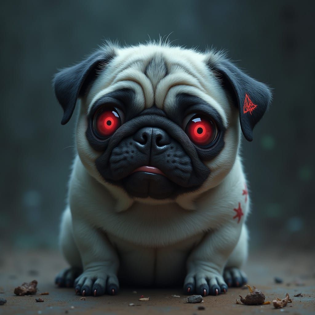 Waist-High Pug Demon with Exaggerated Features