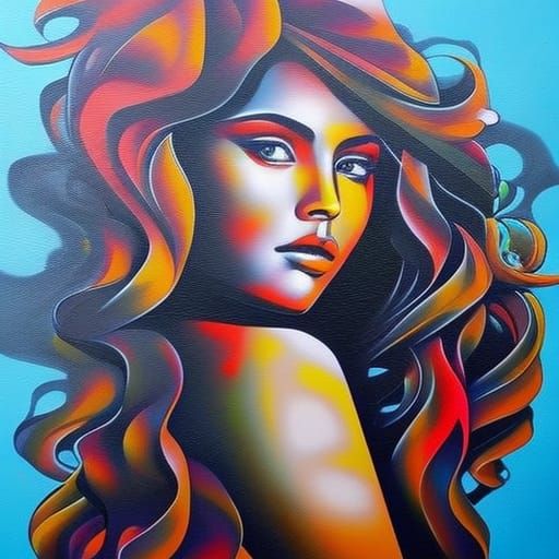 Colorful Graffiti Portrait in Street Art Style