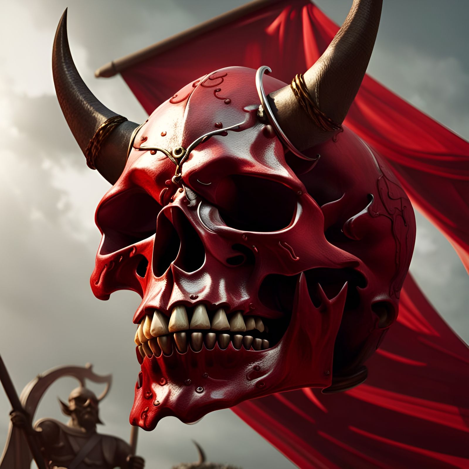 Orc Skull Banner in Chiaroscuro Style