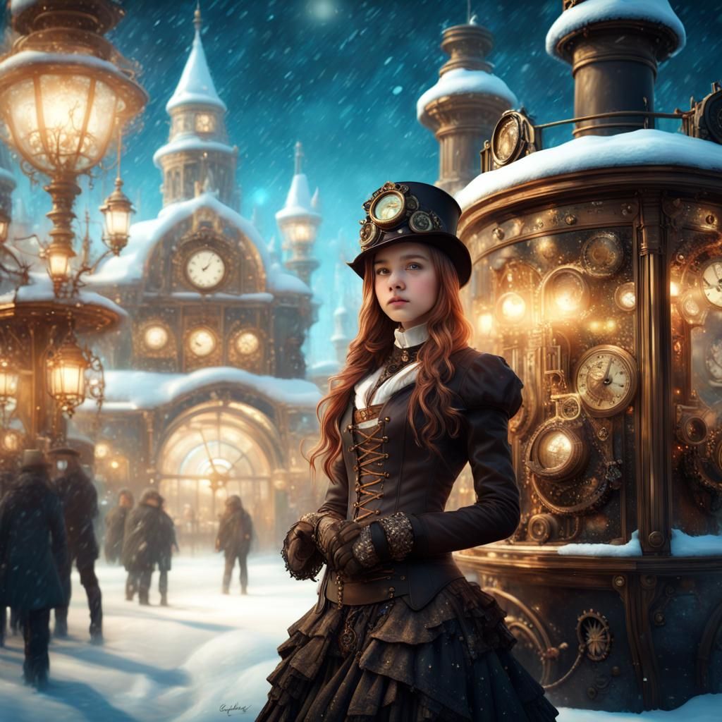 Mythical girl in a steampunk wonderland