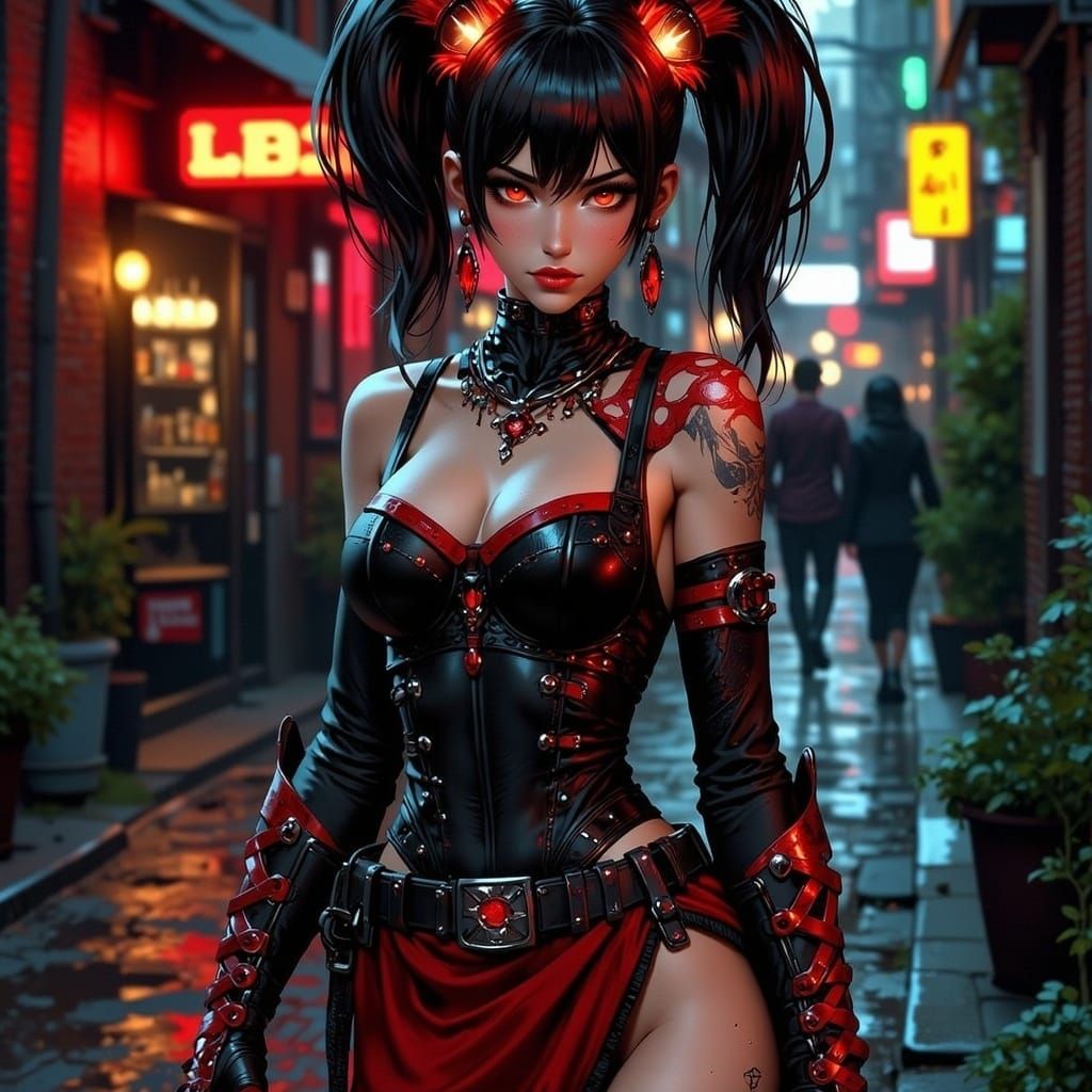 Goth Punk Vampire Woman with Mohawks