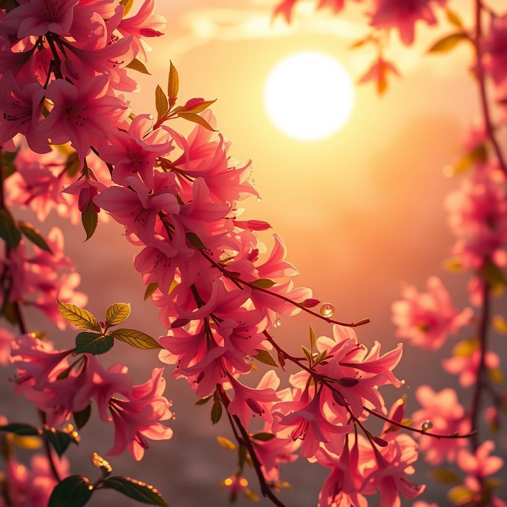 Glowing Silk Honeysuckle Shimmers in Sunset Light