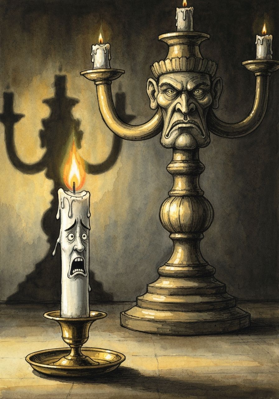 Terrified Candle in Dramatic Chiaroscuro Lighting