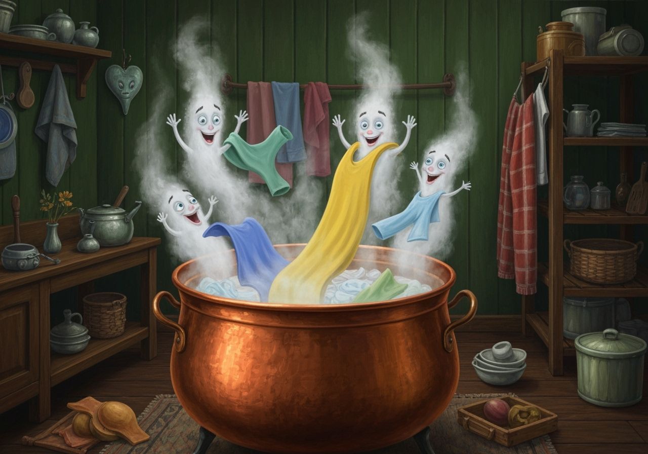 Playful Steam Spirits Transform Laundry in Mystical Copper C...