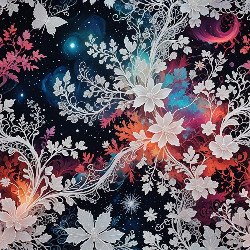 Mystical Bloodstained Lace in Cosmic Calligraphy