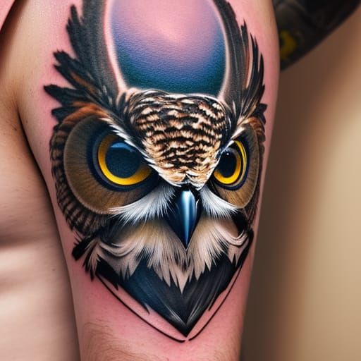 Great Horned Owl Tattoo Outline in UHD