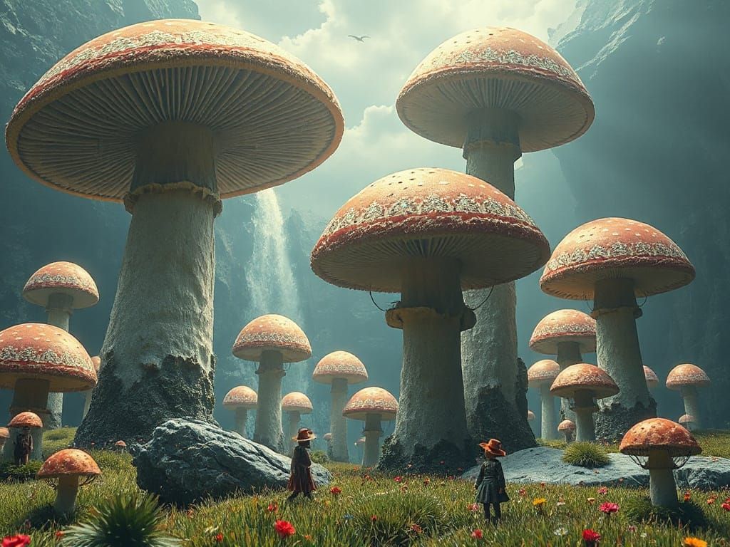 Surreal Mushroom Metropolis in Vibrant, Cinematic Style