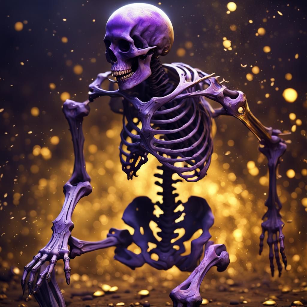 Skeleton with Gold Dust, Dark Fantasy Concept Art
