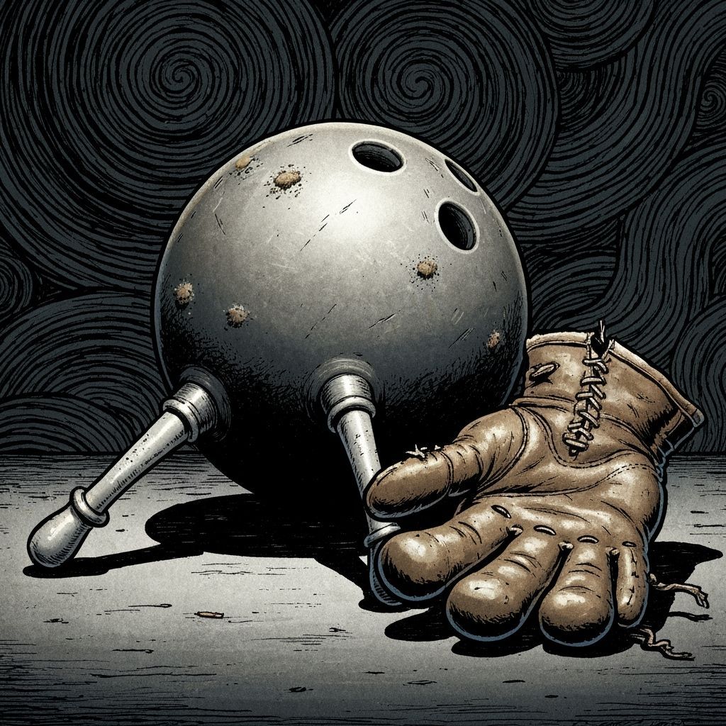 Three-Legged Bowling Ball in Comix Illustration Style