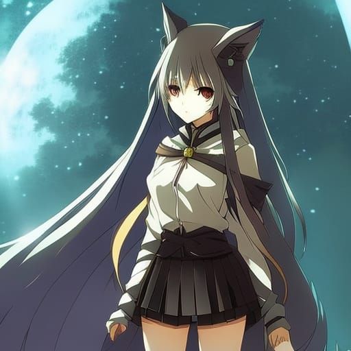 Anime Style Hooded Wolf Girl