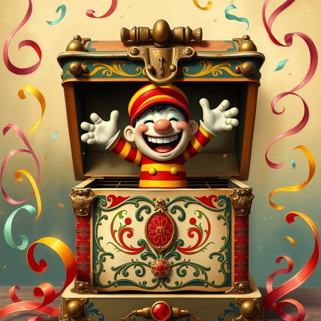 Vintage Music Box Reveals Joyful Jack-in-the-Box