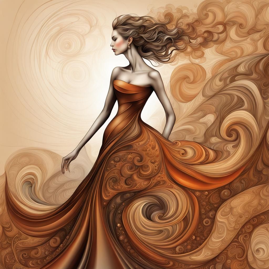 Elegant Woman in Abstract Digital Painting