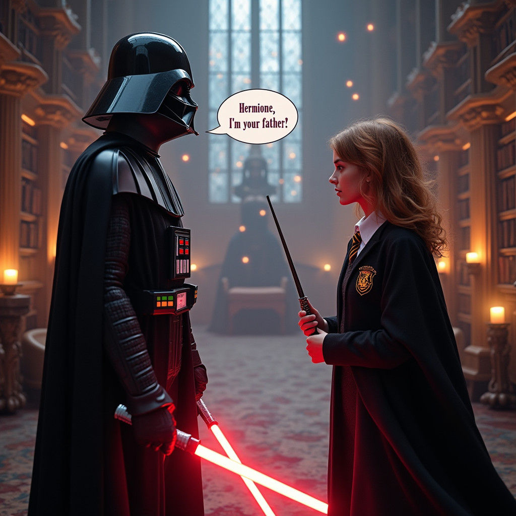 Darth Vader's Surprise Reveal to Hermione in Library