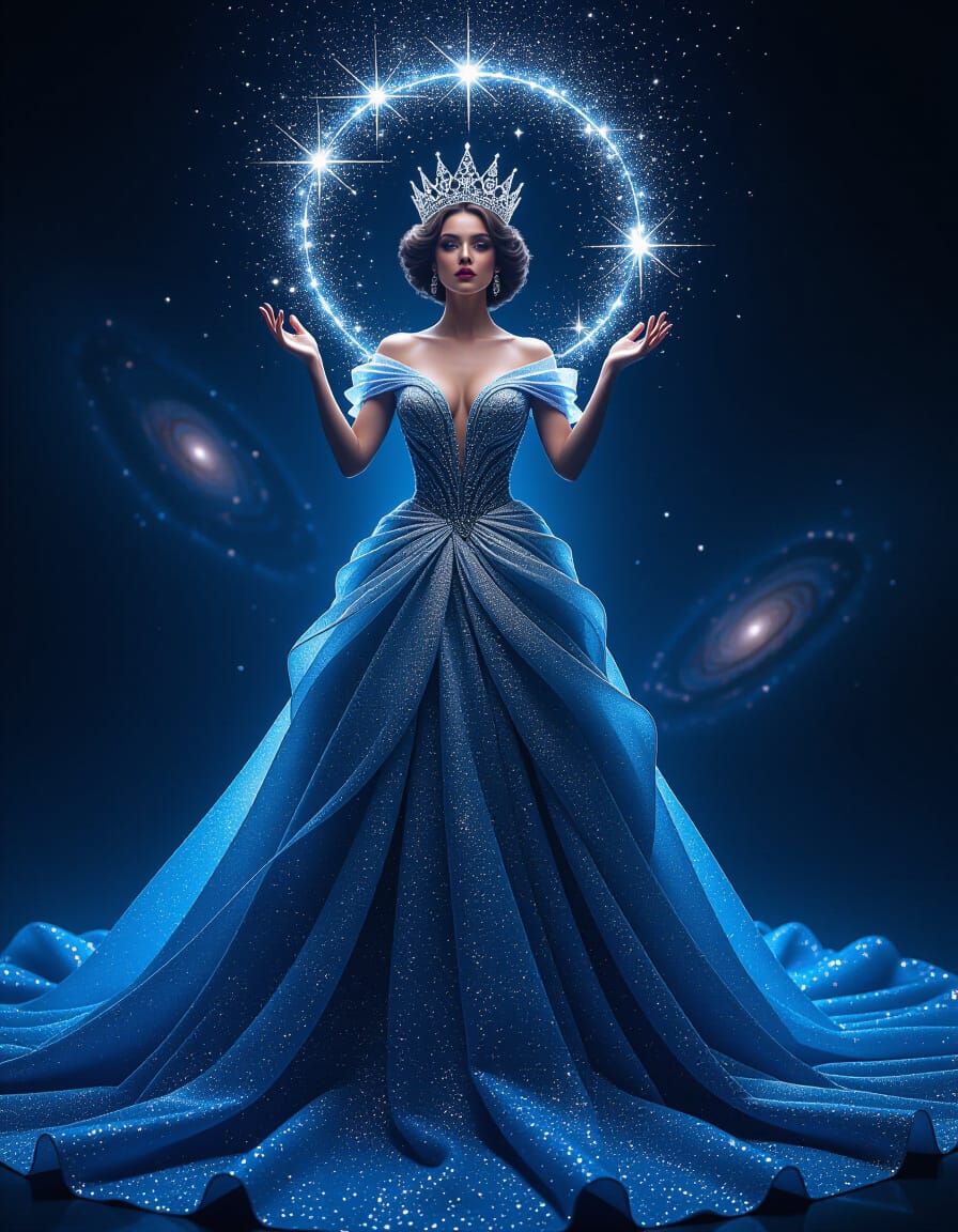 Celestial Queen's Cosmic Crown in Hyperrealistic Style