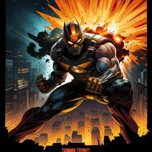 Dramatic City Explosion in Comic Book Style