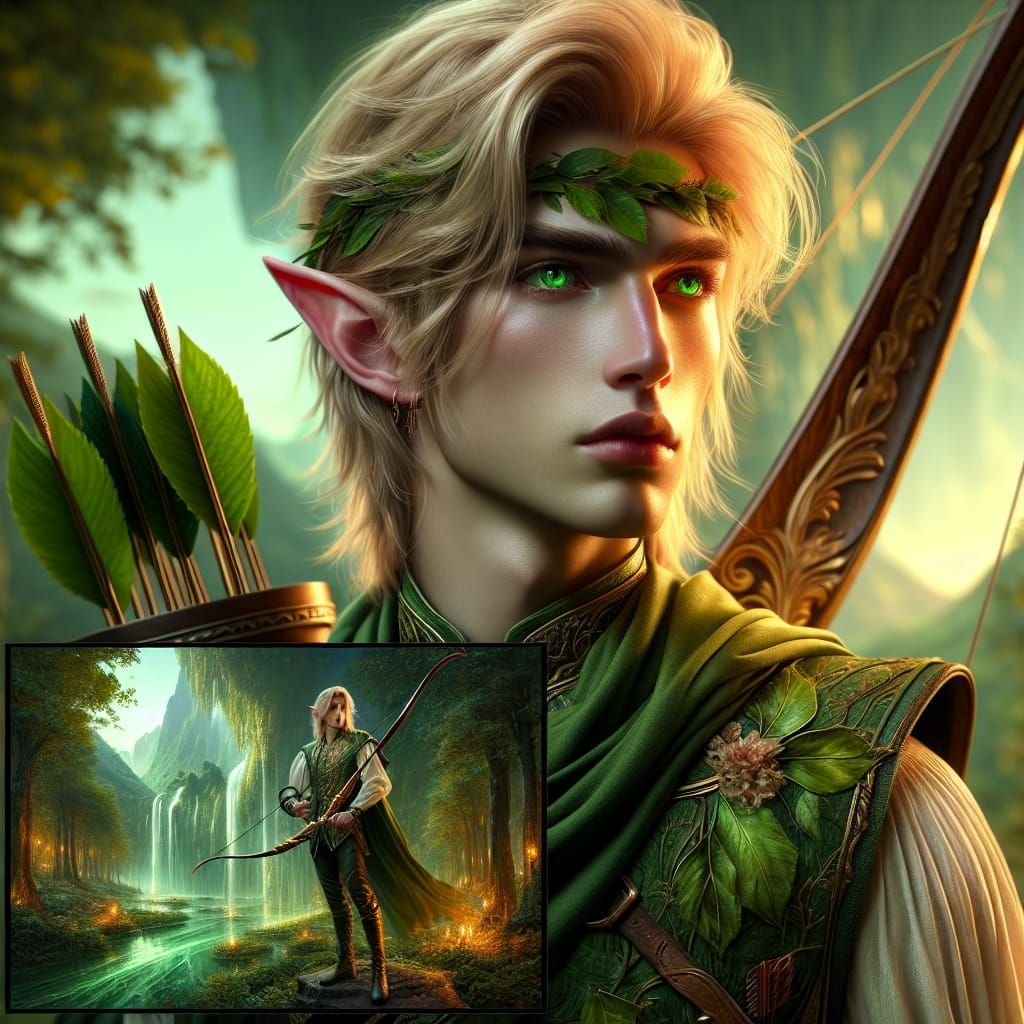 Elf Archer in Ethereal Fantasy Landscape