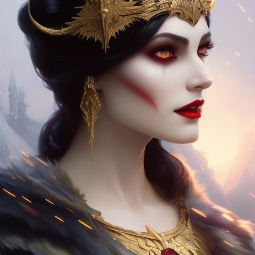 Snow White Vampire Mistress Portrait in Art Nouveau Style