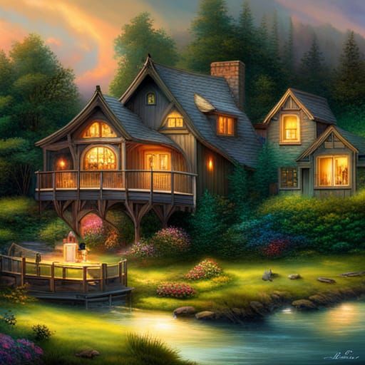 Ethereal Treehouse Fantasy in Luminous Style