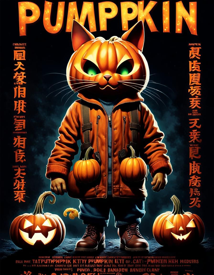PumpKi Kitty Movie Poster in Digital Art Style