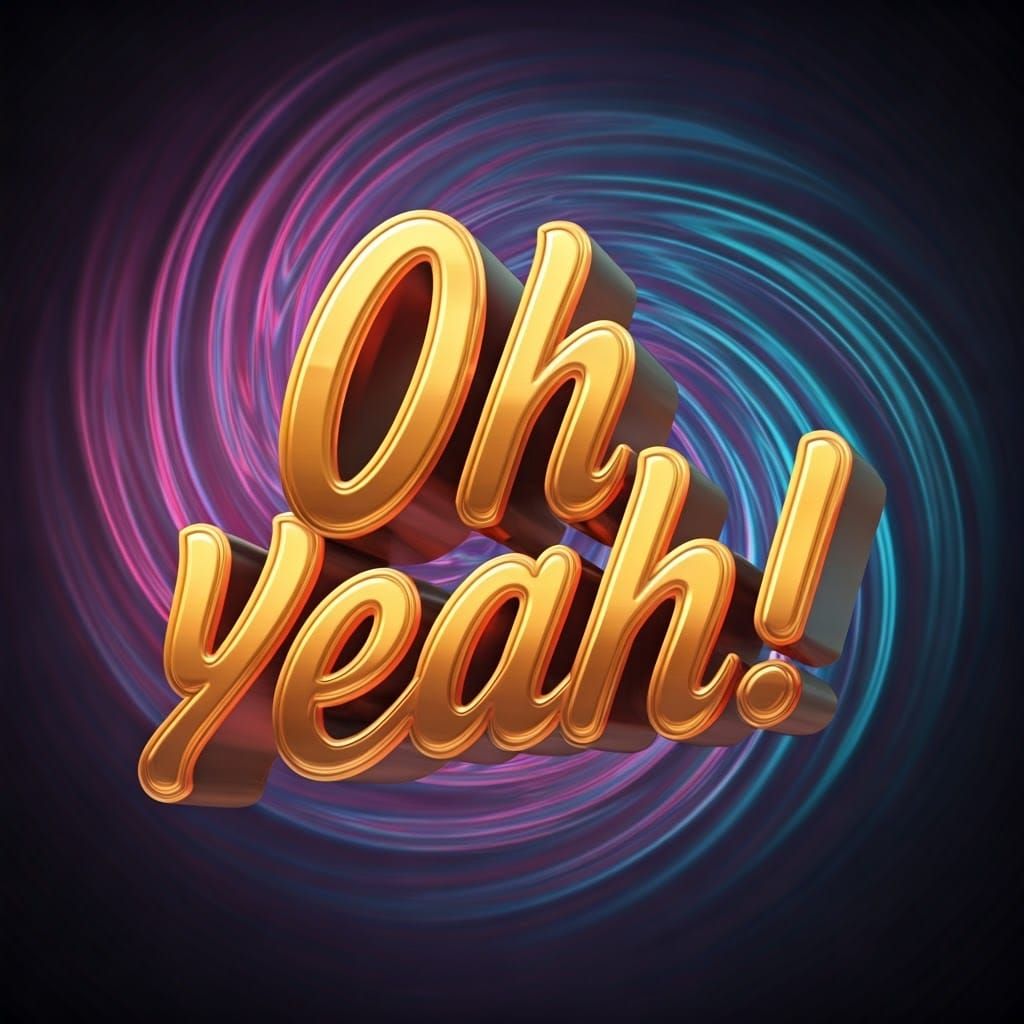 Metallic Gold Letters in Psychedelic Dreamscape, 3D Render