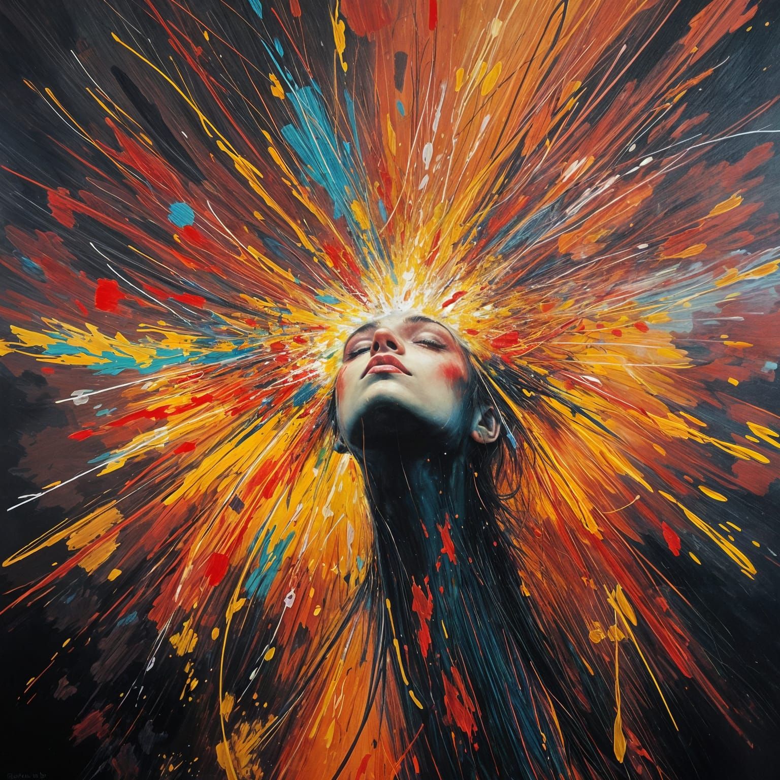 Ethereal Being Radiates Vibrant, Pulsing Aura in Frenetic At...