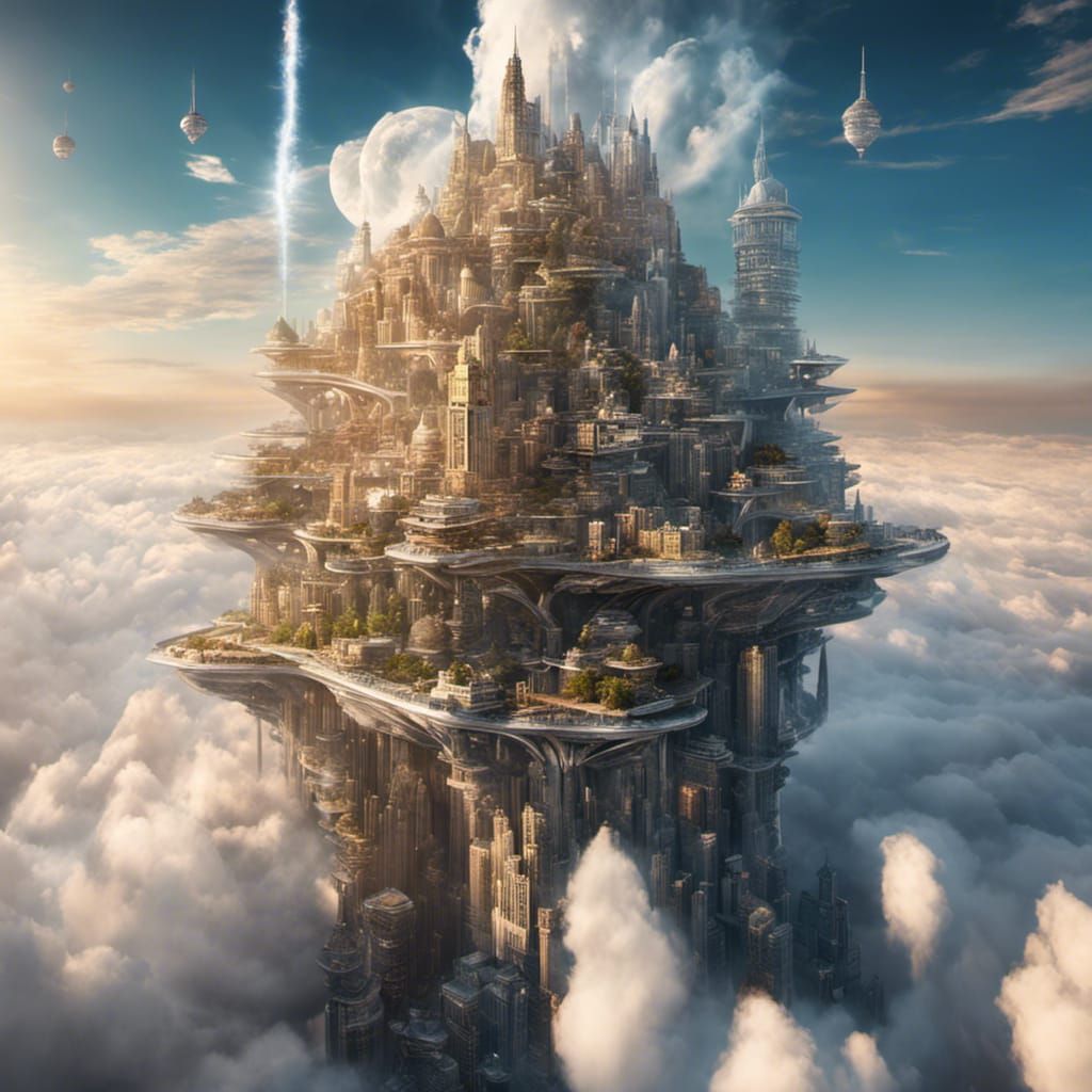Ethereal Cloud City: A Sci-Fi Masterpiece