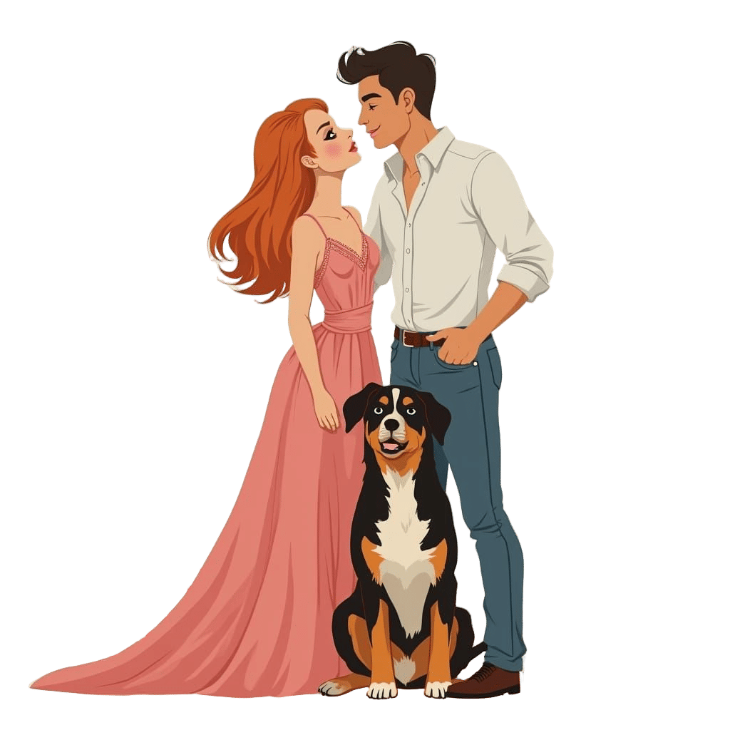 Fantasy Image of a Couple with German Shepherd