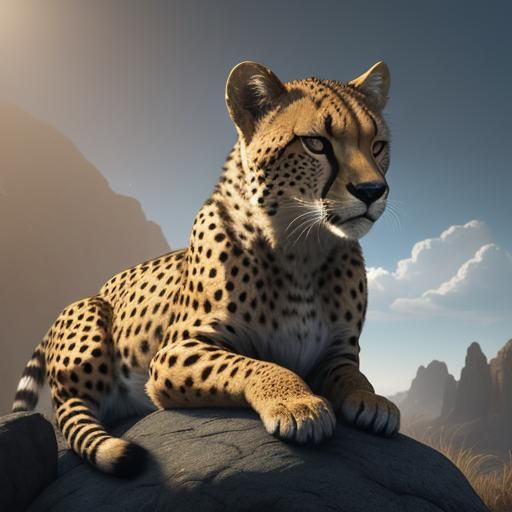 Cheetah Sleeps: Vibrant Fantasy Concept Art