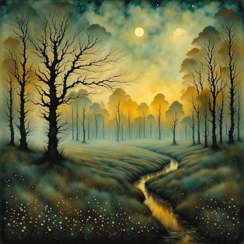 Hopeful Dawn Emerges in Surreal Landscape