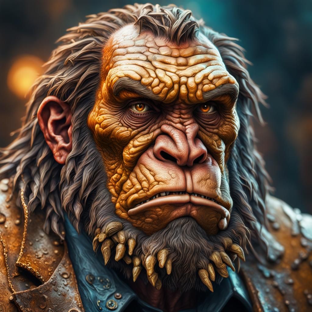 Steampunk Neanderthal Gentleman in Cinematic Realism