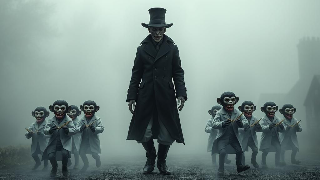 Surreal Zombie Clown Procession in Mystical Realm