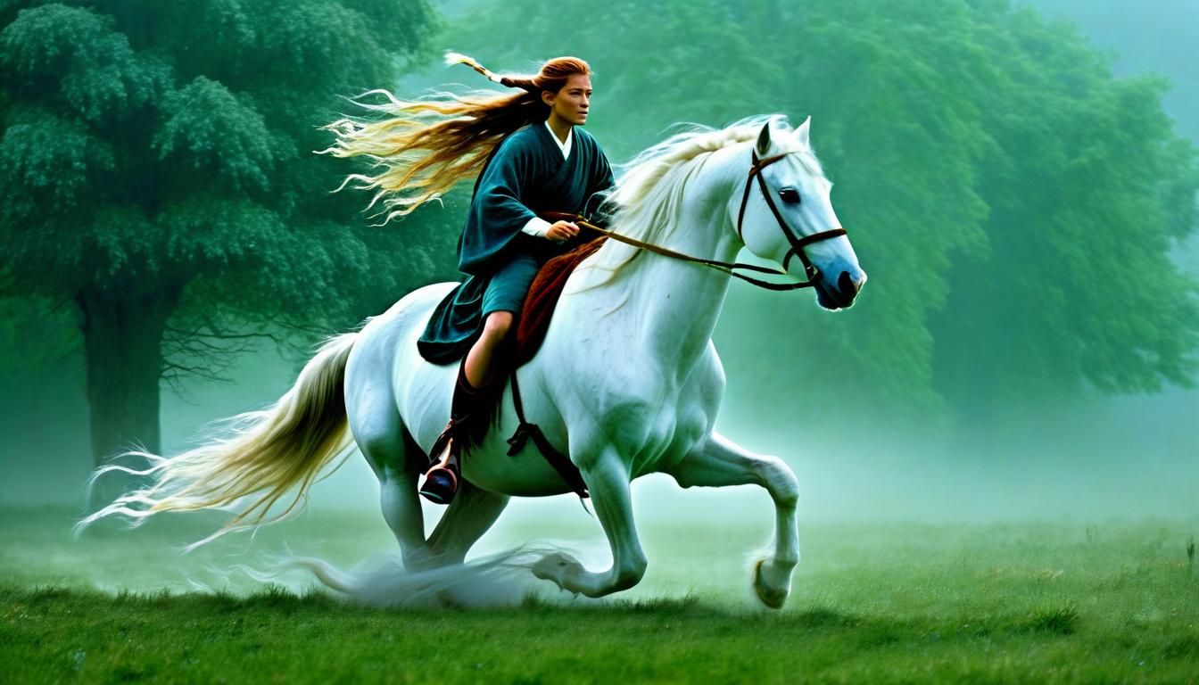 Epona Rides Through Misty Meadow