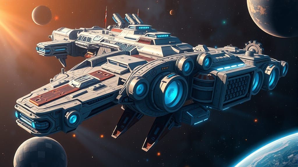 Majestic Space Fortress in Photorealistic Style