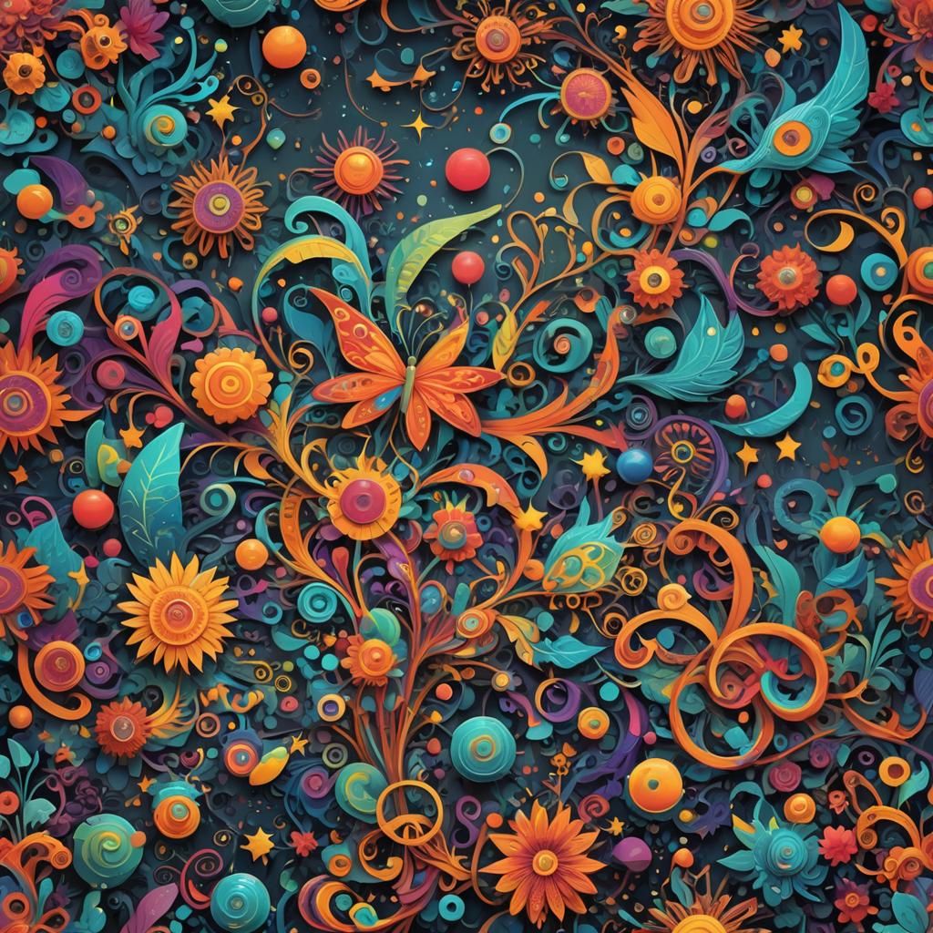 Vibrant Abstract Digital Art with Bold Colors