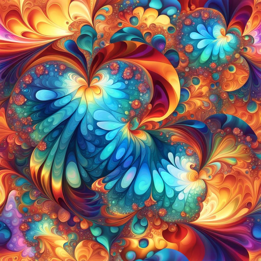 Iridescent Heart Radiating Prismatic Bubbles in Psychedelic ...