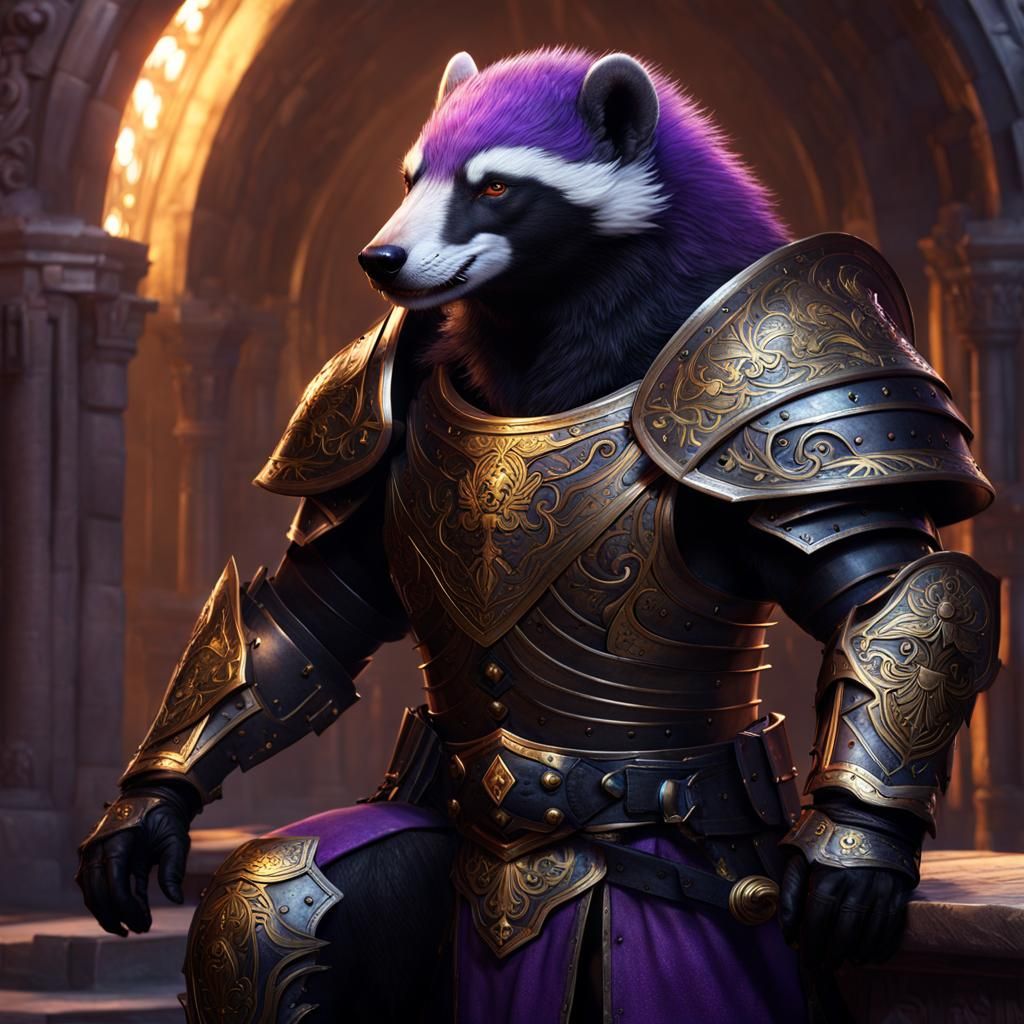 Honey Badger Warrior in Ornate Black Armor