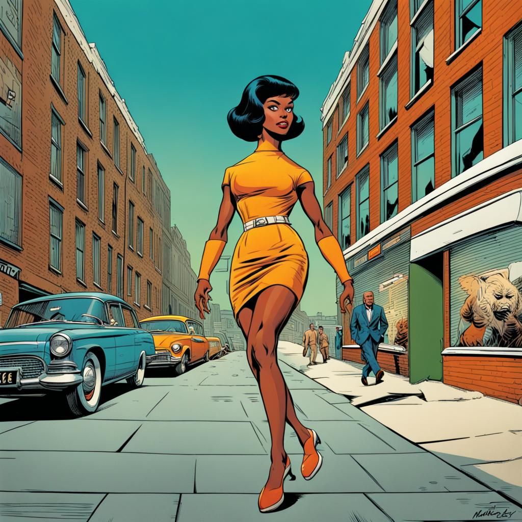 Rhasidat Adeleke in 1960s Comic Book Style