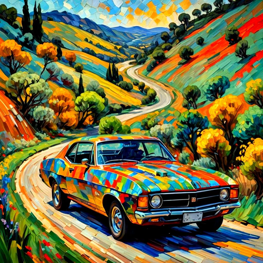 Holden Monaro in Pastel Neo-Impressionist Style