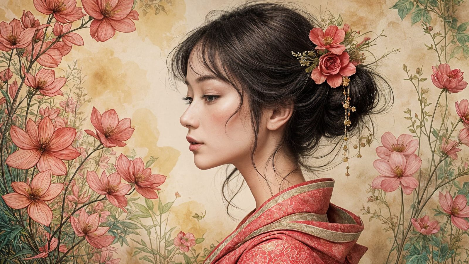 Elegant Portrait of a Japanese Film Director in Ukiyo-e Styl...