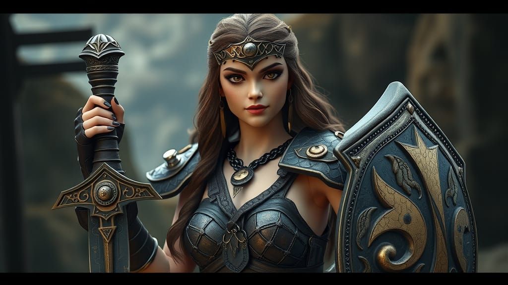 Hyperrealistic BJD Doll in Xena Warrior Princess Costume, In...