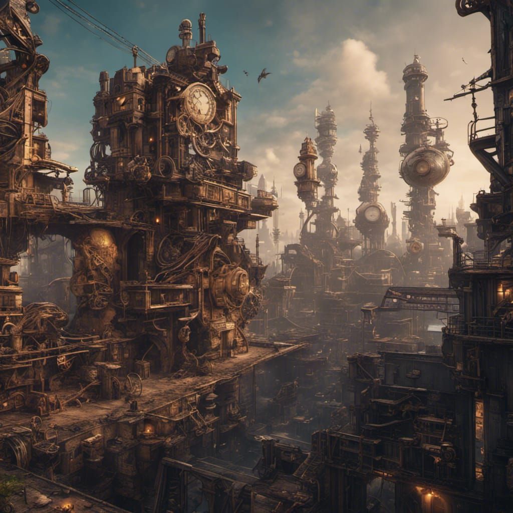 Steampunk vs Cyberpunk: Detailed Fantasy Concept Art