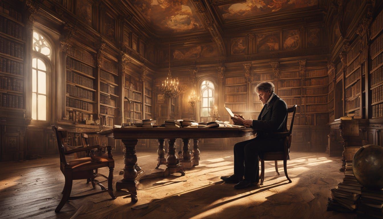 19th Century Castle Library in Historical Realism