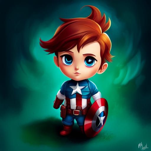 Adorable Chibi Captain America Illustration