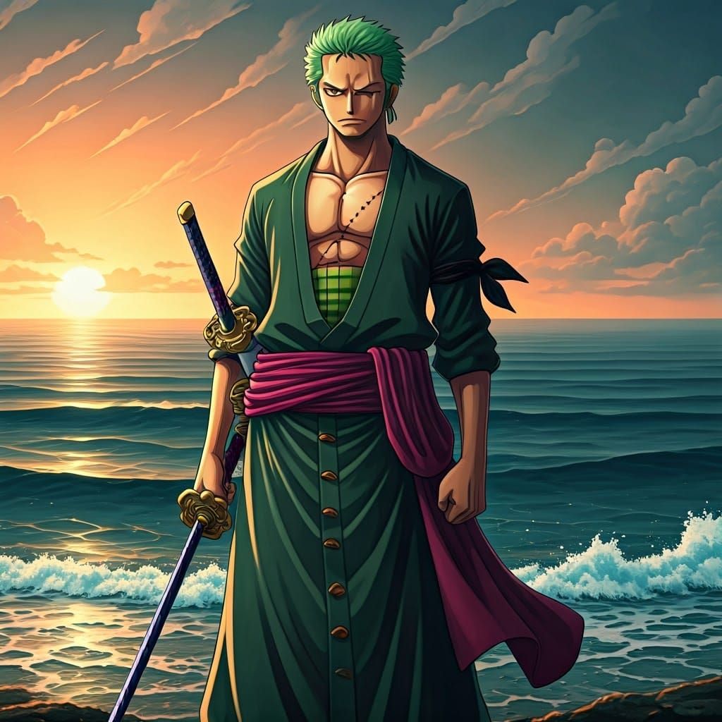 Roronoa Zoro: Three Swords Style Manga Illustration