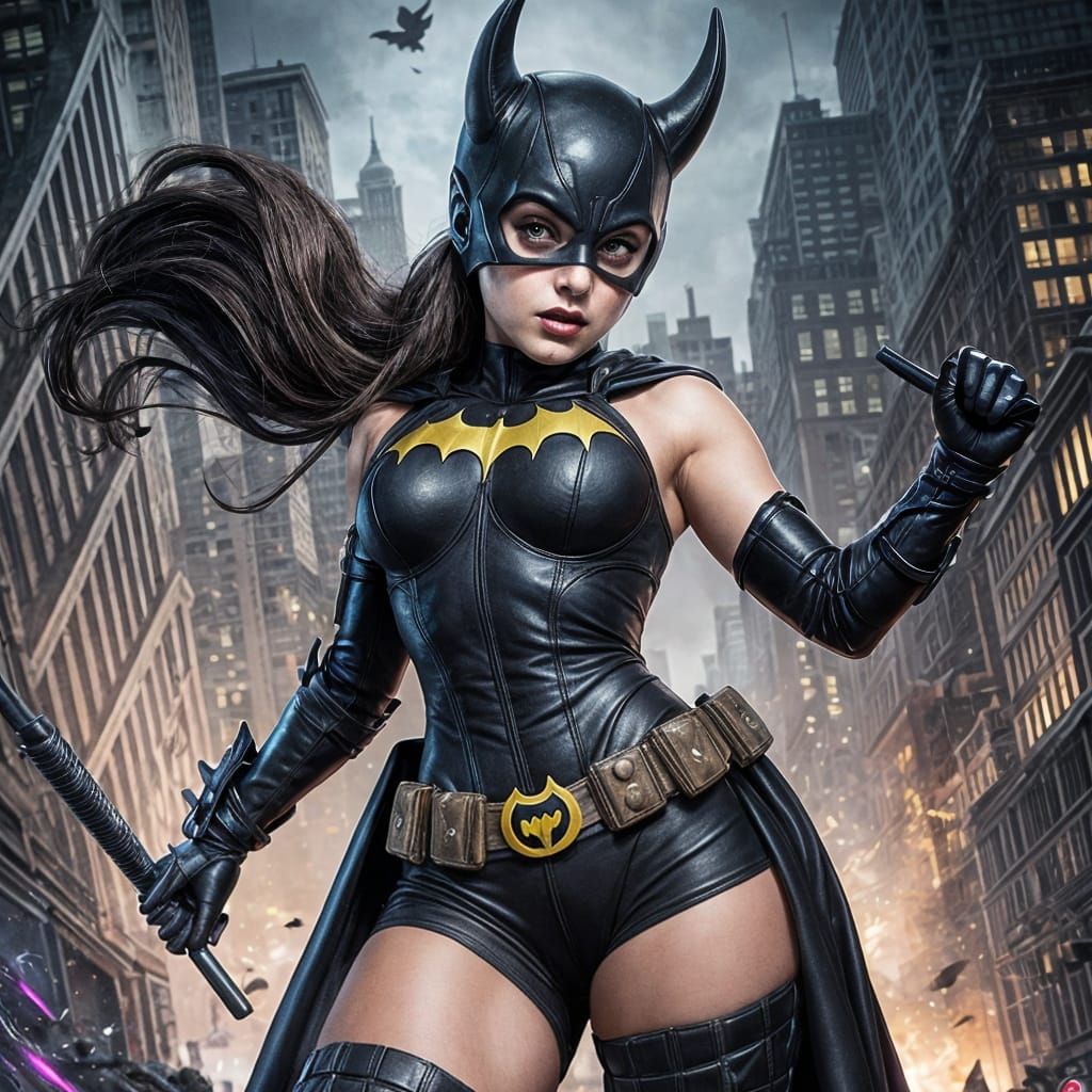 Batgirl in a Frenzied Cyborg Aesthetic