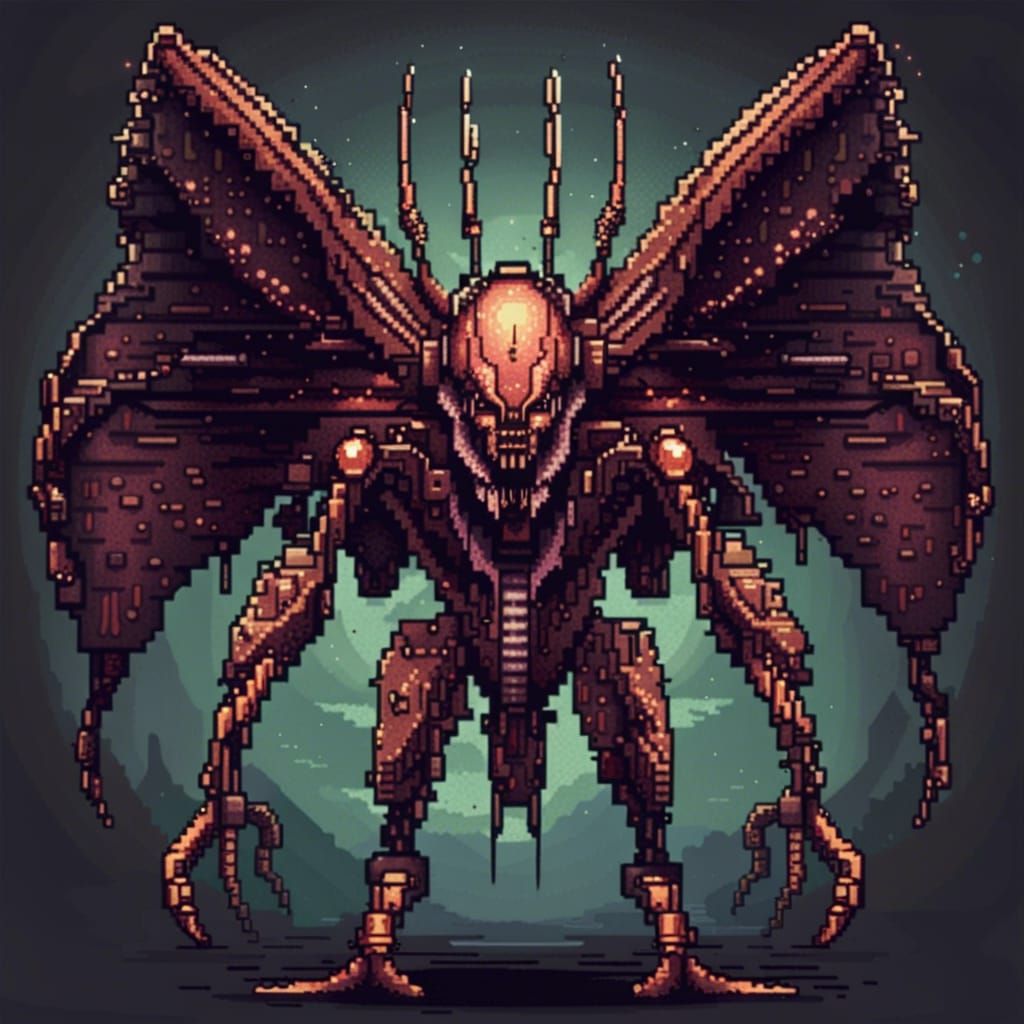 Pixel Art: Horrifying Insect Alien King