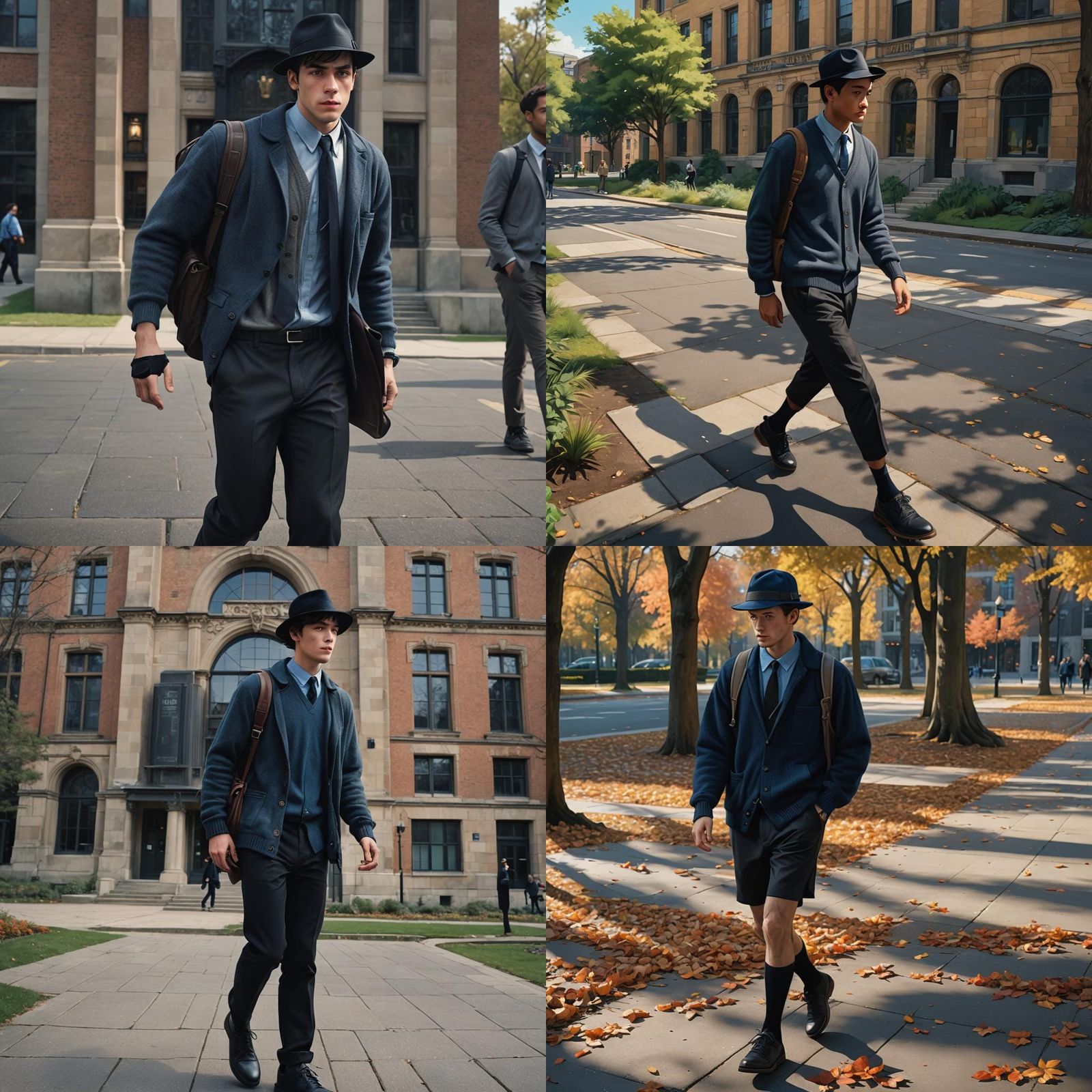 Man in Sweater and Shorts on Campus