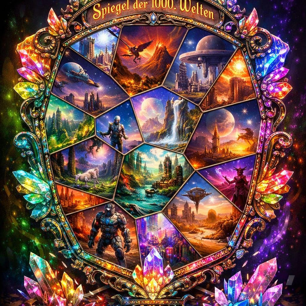 Mirror of 1000 Worlds Reflecting Sci-Fi and Fantasy Realms